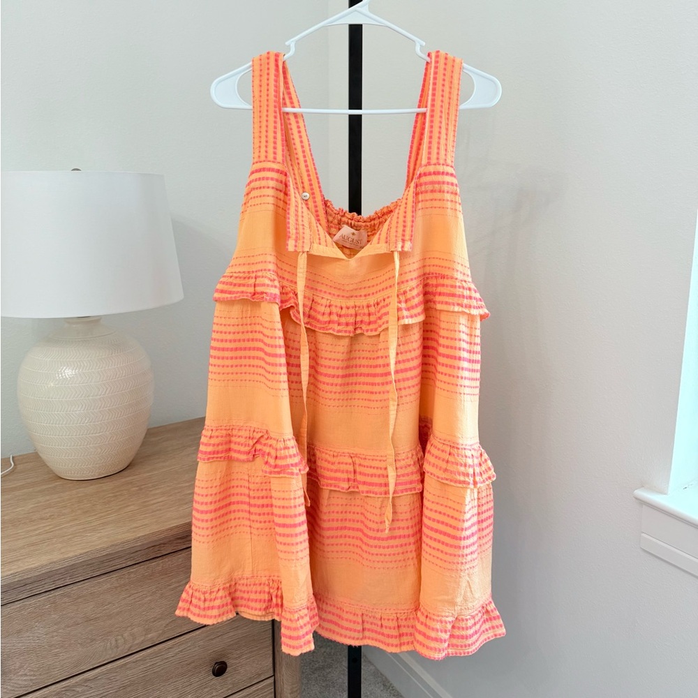 Orange Striped Sleeveless Dress